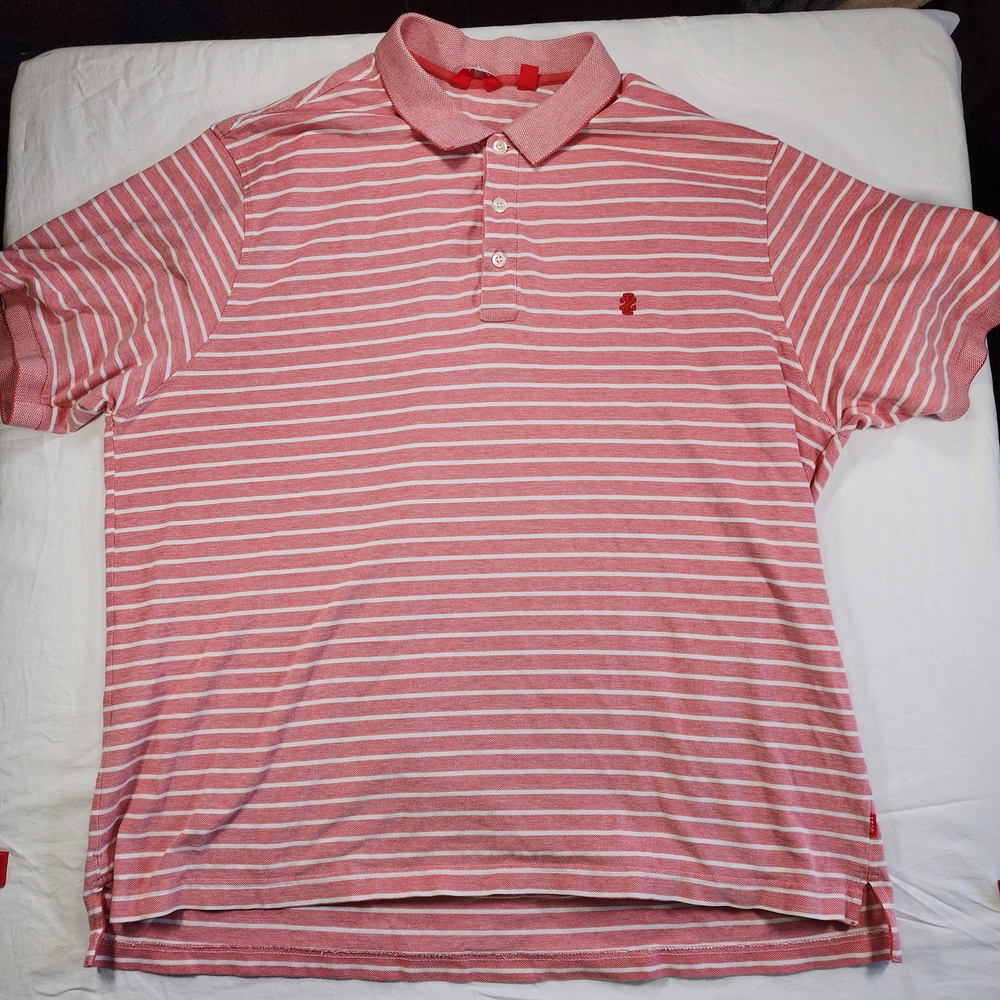 Izod Pink and White Striped Polo Shirt